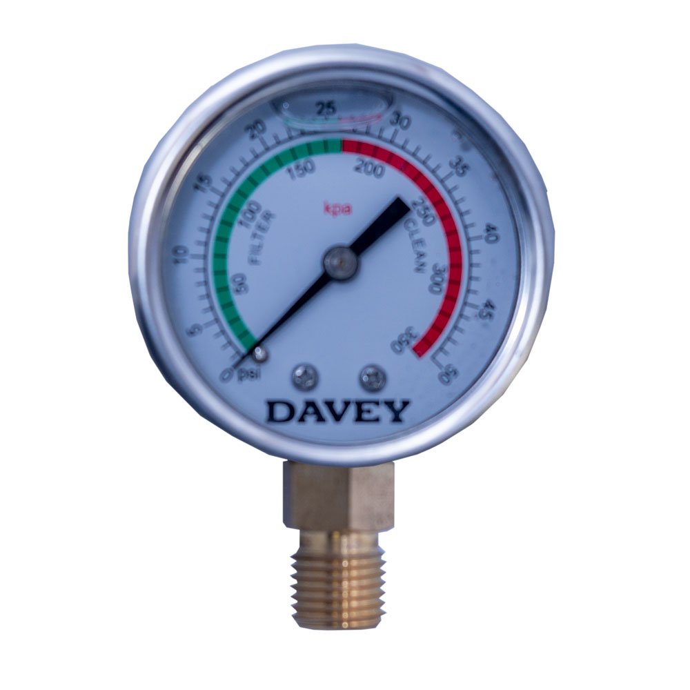 Davey Side Mount Oil Filled Stainless Steel Pressure Gauge Just Pools